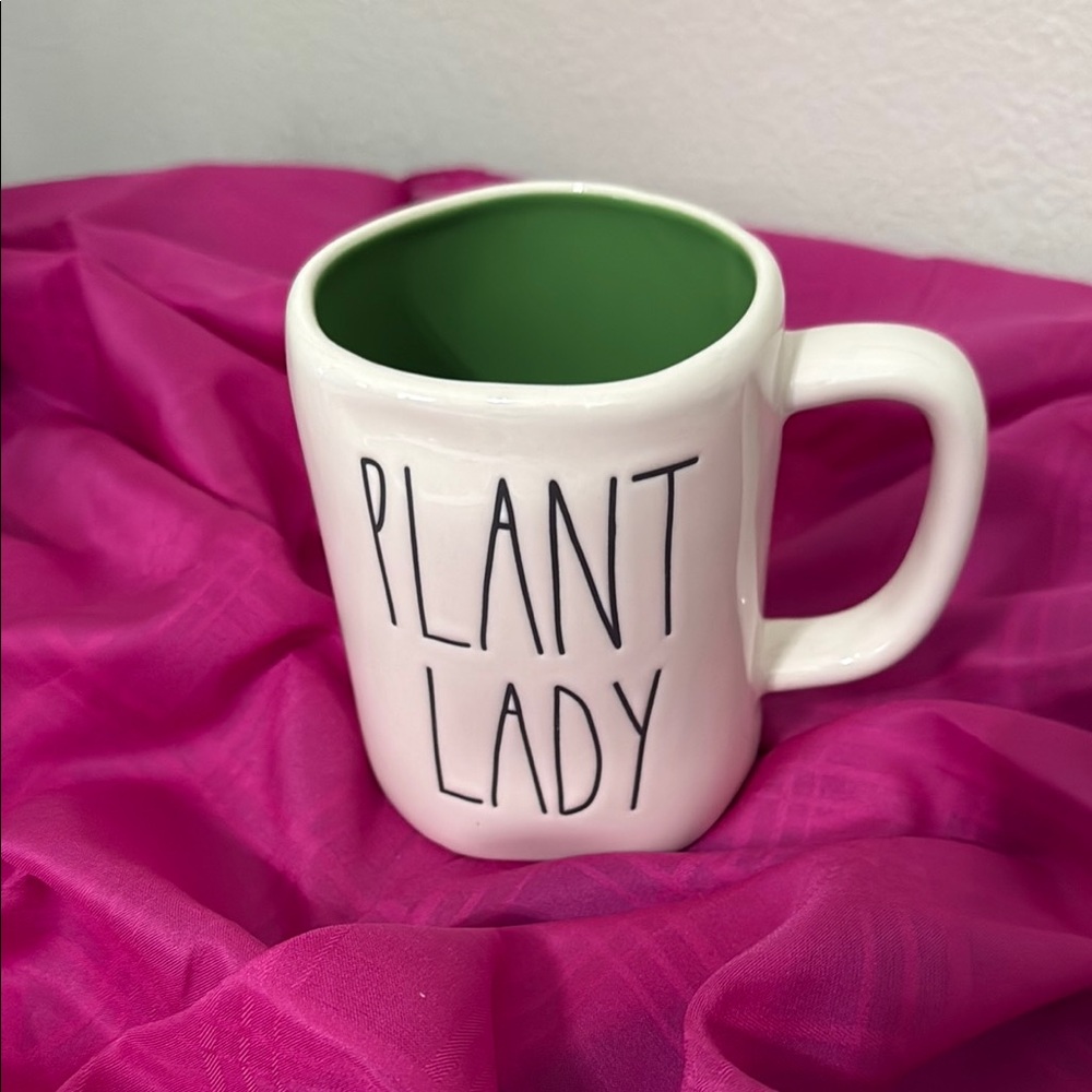 Rae Dunn White and Green 'Plant Lady' Mug